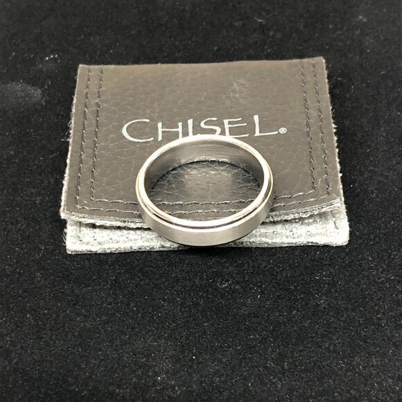 CHISEL Tungsten Satin Center Polished Step Edge Band Ring sz 12.5  ** - Picture 2 of 4